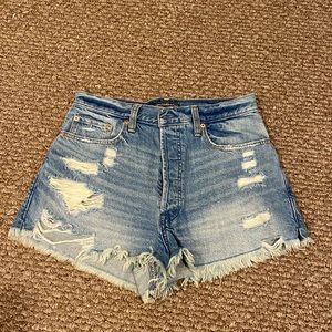 Abercrombie and Fitch High-rise ripped jean shorts